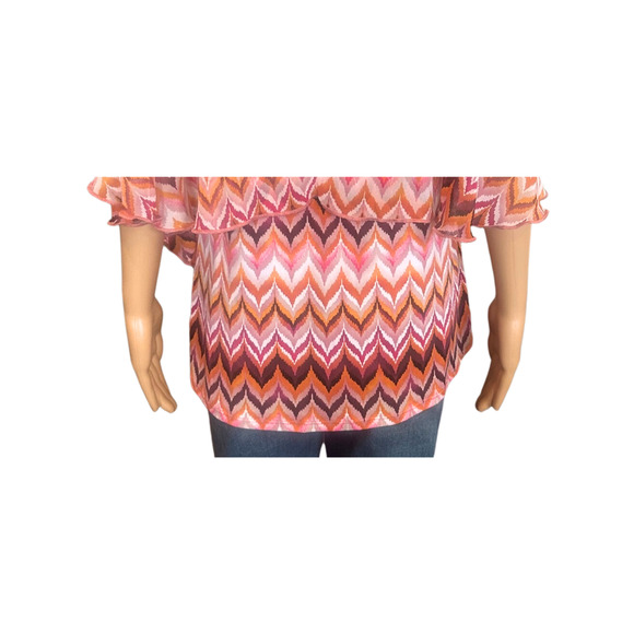 Liz McCoy Boho V-Neck Flowy Multicolor Tunic Top Size L - Picture 6 of 8